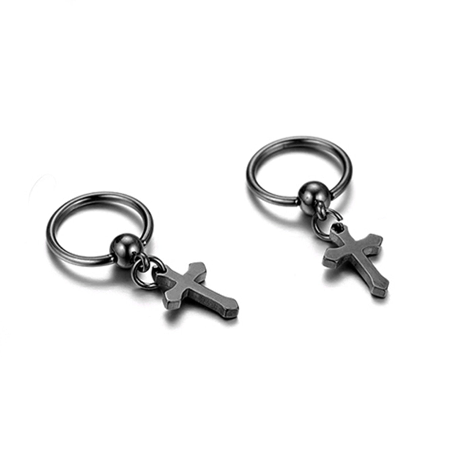 Small hoop and cross K-pop style earrings