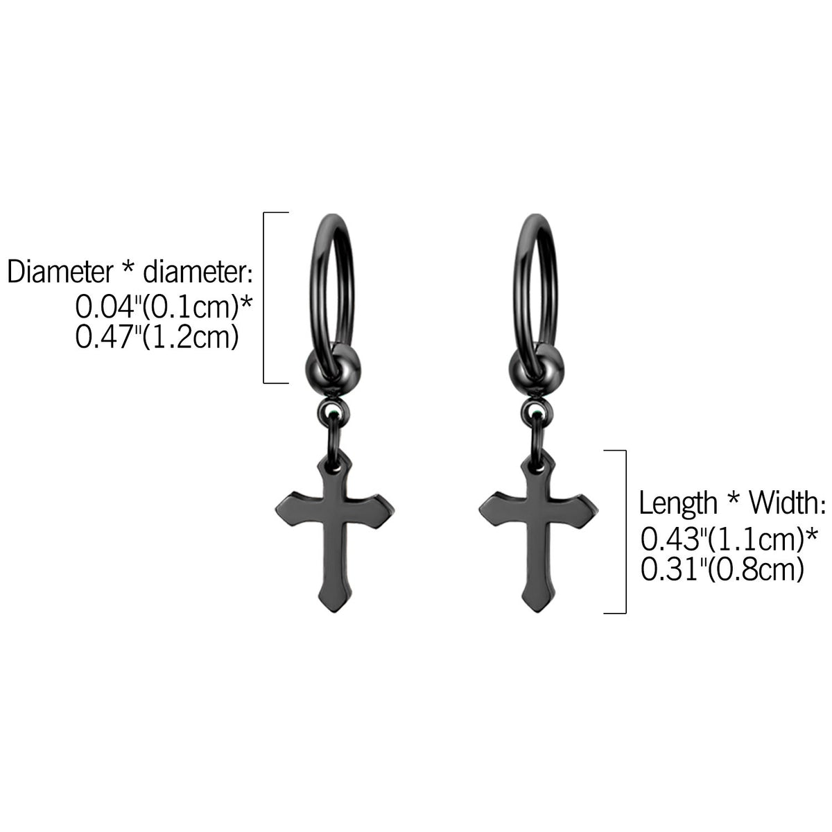 Small hoop and cross K-pop style earrings