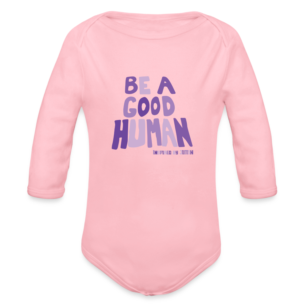 Organic Long Sleeve Baby Bodysuit - light pink