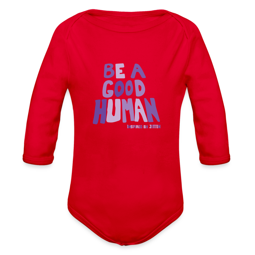 Organic Long Sleeve Baby Bodysuit - red