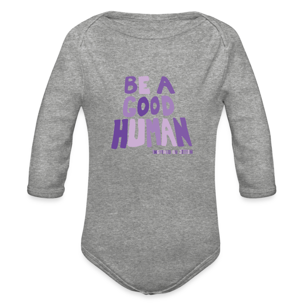 Organic Long Sleeve Baby Bodysuit - heather grey