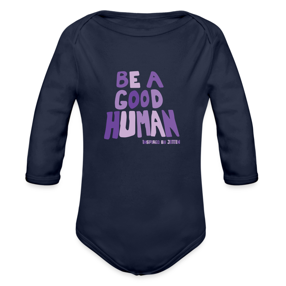 Organic Long Sleeve Baby Bodysuit - dark navy