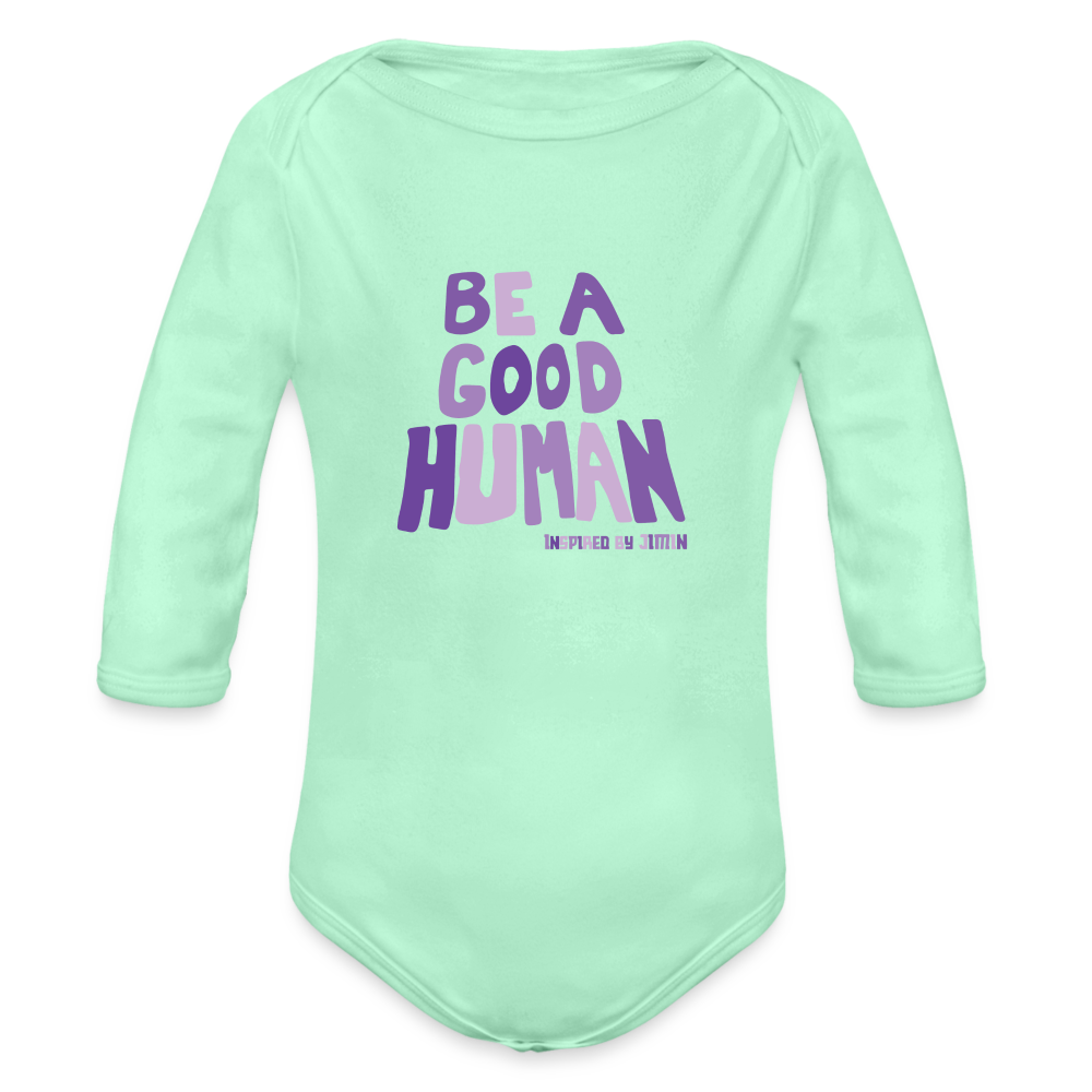Organic Long Sleeve Baby Bodysuit - light mint
