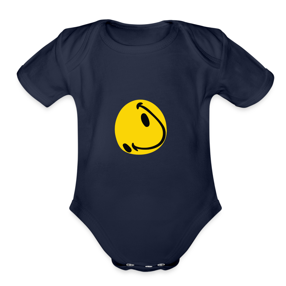 Organic Short Sleeve Baby Bodysuit - dark navy
