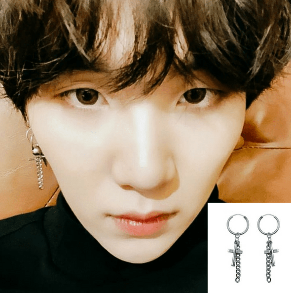 Cross and chain dangling kpop style earrings
